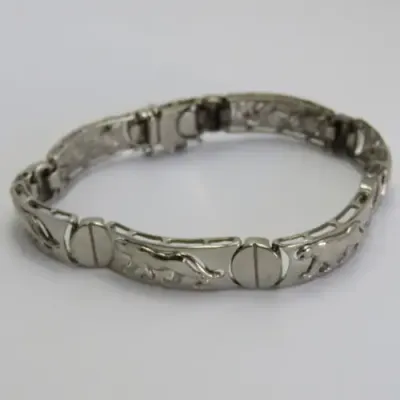 Costume silver look-alike bracelet with leopard