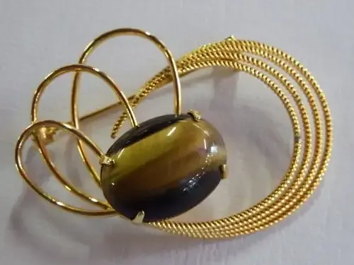 Vintage Tiger`s eye brooch
