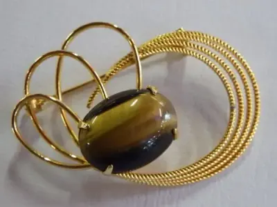 Vintage Tiger`s eye brooch