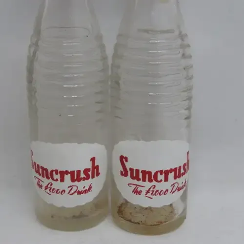 Pair of vintage Suncrush miniature cooldrink bottles