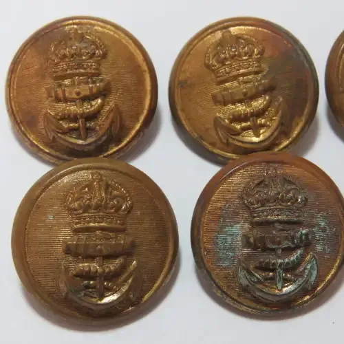 Royal Navy Buttons King`s crown lot of 6 buttons made by JR Gaunt and Sons