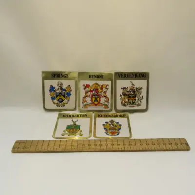 Lot of 5 vintage caravan Town Emblem stickers - Unused