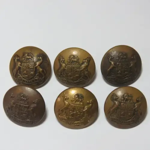 South African Defense Force military uniform buttons - Lot of 6 made by BandP Ltd, Birmingham
