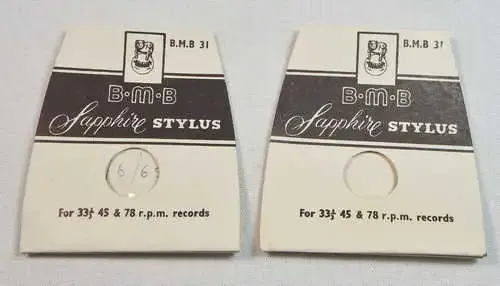 Lot of 2 BMB sapphire stylus for 33 1/3 , 45 and 78 RMP records