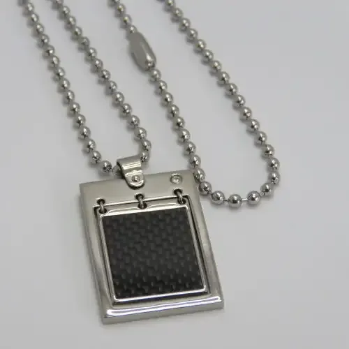 Stainless steel necklace and pendant - Length 51 cm