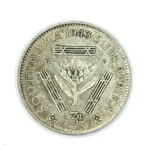 1943 SA Union Threepence 3d - AU