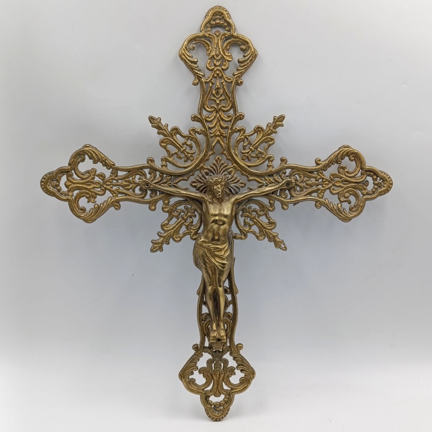 Antique large brass crucifix