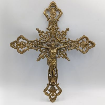 Antique large brass crucifix