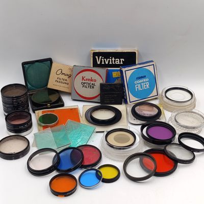 Large lot of vintage camera lens filters