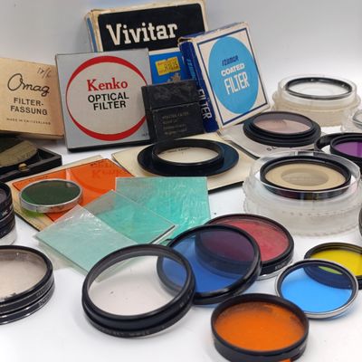 Large lot of vintage camera lens filters