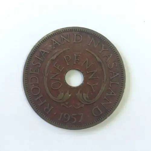 1957 Rhodesia and Nyasaland Penny red