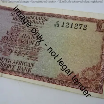 South Africa 1975 TW de Jongh R1 note - replacement Z33