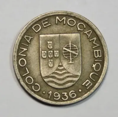 1936 Mozambique 50 Centavos coin