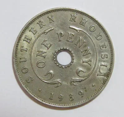 Southern Rhodesia 1939 Copper Nickel penny - Almost uncirculated