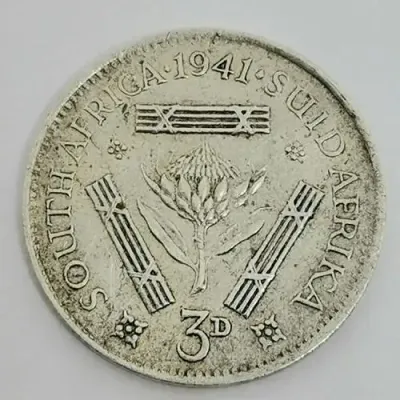 South Africa 1941 Three pence tickey EF+
