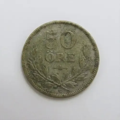 1930 Sweden silver 50 Ore G mintmark
