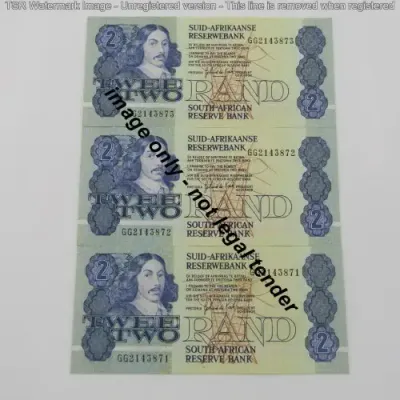 Lot of 3 GPC de Kock R2 bank notes with consecutive numbers