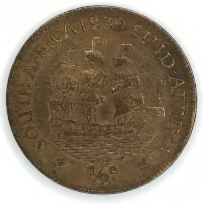 1939 SA Union Half Penny - cleaned
