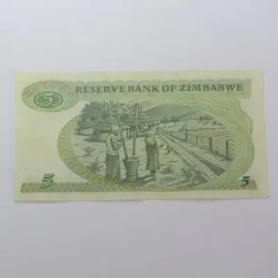 Zimbabwe $5 Harare 1994 ZW 15 folds and creases