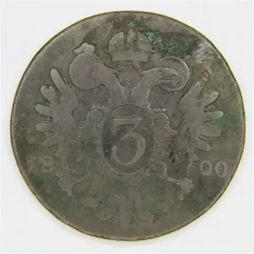 1800 B Austria 3 Kreuzer bronze coin