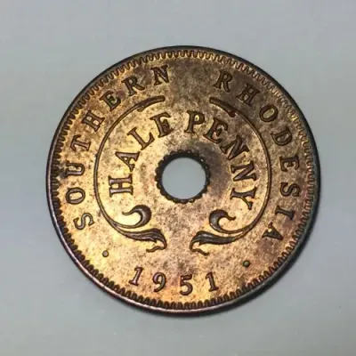 Rhodesia 1951 half penny UNC with luster