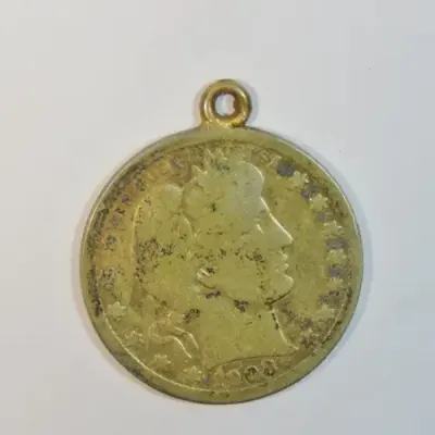 1908 D USA quarter dollar made into pendant