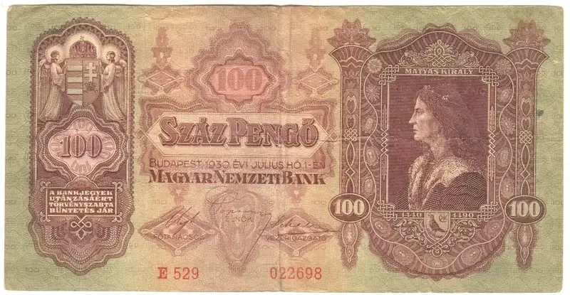 1930 Hungary 100 Pengo