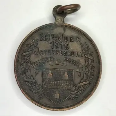 1919 Johannesburg peace medallion to commemorate the conclusion of the great war