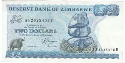 Zimbabwe 1979 Two dollars AA banknote