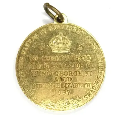 1937 Coronation medallion to commemorate King George VI and Queen Elizabeth
