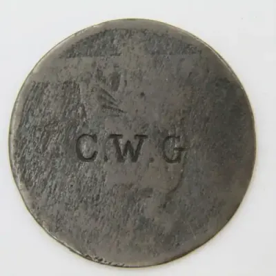 Victorian Penny Stamped WEH on obverse and CWG on reverse