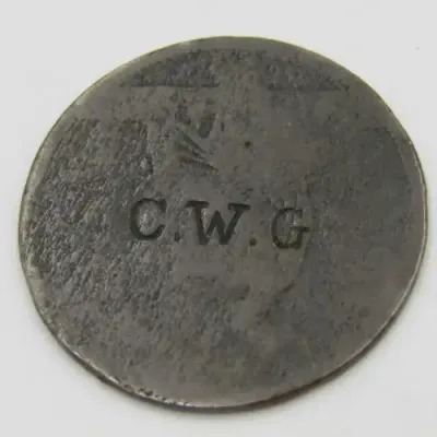 Victorian Penny Stamped WEH on obverse and CWG on reverse