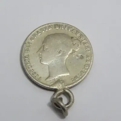 1859 Great Britain three pence made into pendant