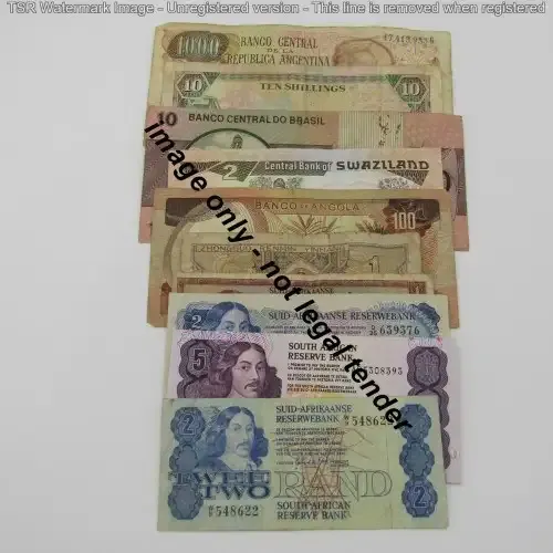 Lot of 10 International bank notes - most well used