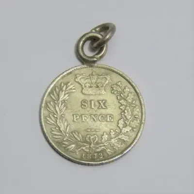 1872 Great Britain sixpence made into pendant