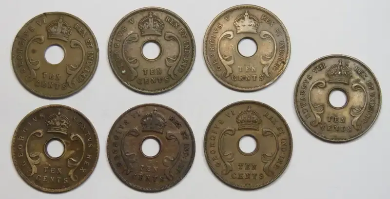 Lot of 7 different year 10 cents