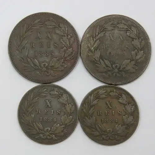 Lot of 4 Portugal coins late 1800`s