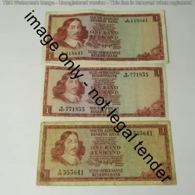TW de Jongh small and large R1 banknotes plus extra 236 replacement note