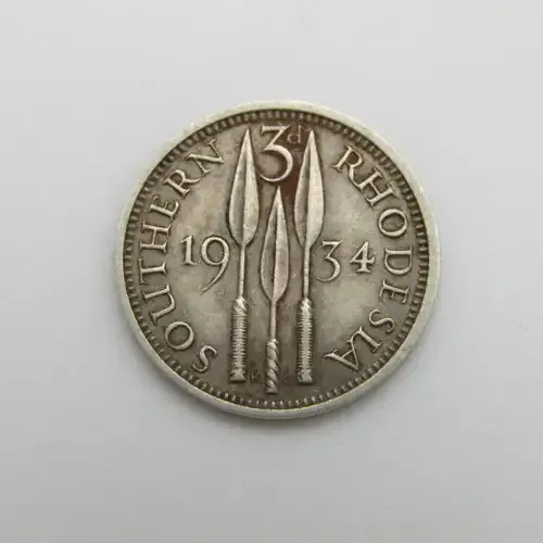 Southern Rhodesia 1934 3d tickey