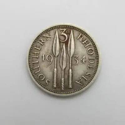 Southern Rhodesia 1934 3d tickey