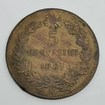 Italy 1861 Copper 5 centesimi