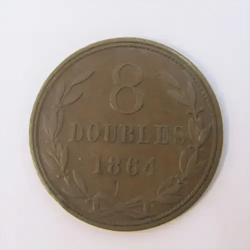 1864 Guernsey 8 Doubles - VF
