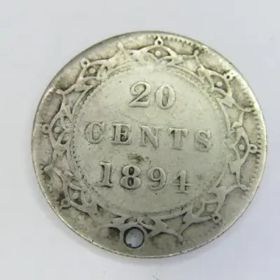 1894 Canada Newfoundland silver 20 cent - holed - scarce