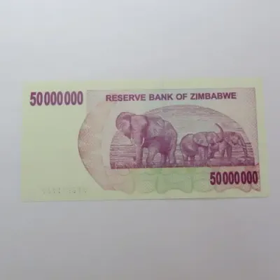 Zimbabwe $50000000 bearer cheque 2 April 2008 uncirculated ZW 92