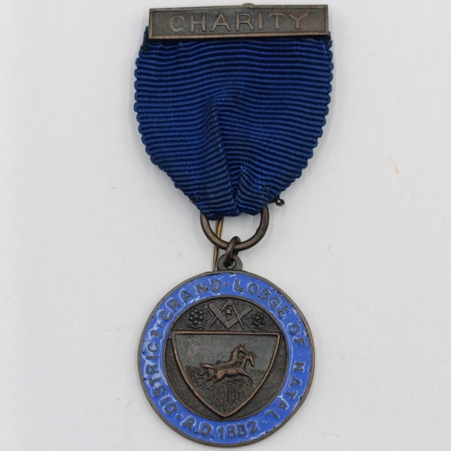 1882 Grand lodge of Natal Masonic medal with charity bar - Issued to WJ Burger
