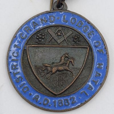 1882 Grand lodge of Natal Masonic medal with charity bar - Issued to WJ Burger