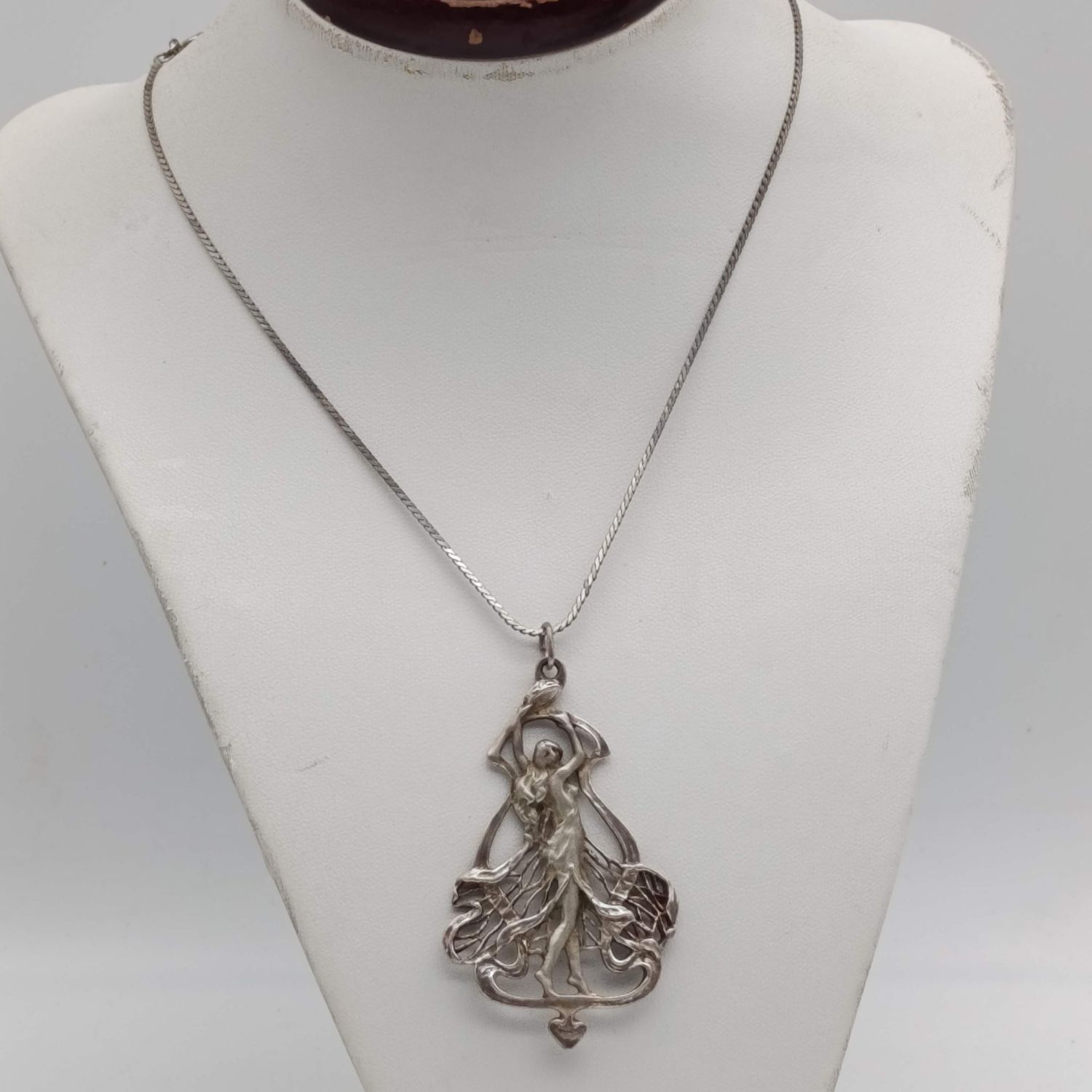 Vintage Sterling silver necklace with dancing princess pendant