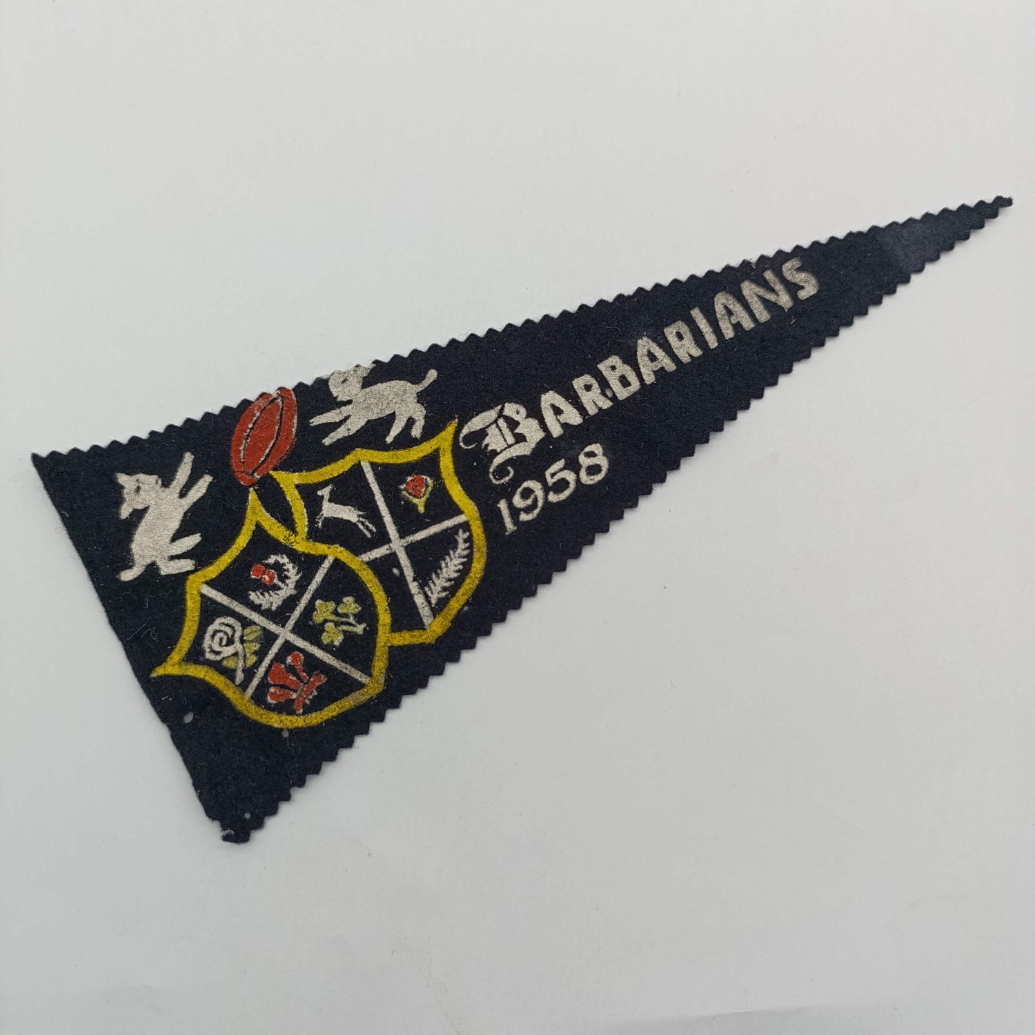 Vintage 1958 Barbarians rugby tour flag