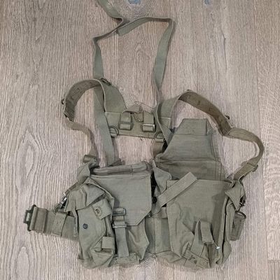 Vintage South African webbing belt with ammo and kidney pouches
