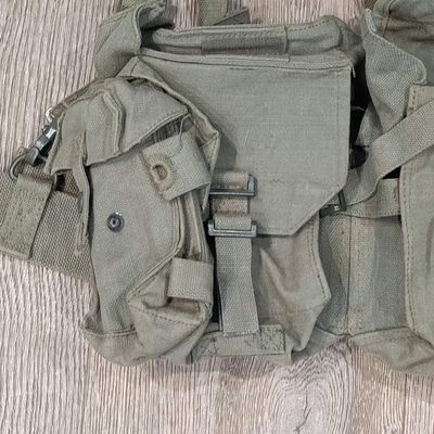 Vintage South African webbing belt with ammo and kidney pouches